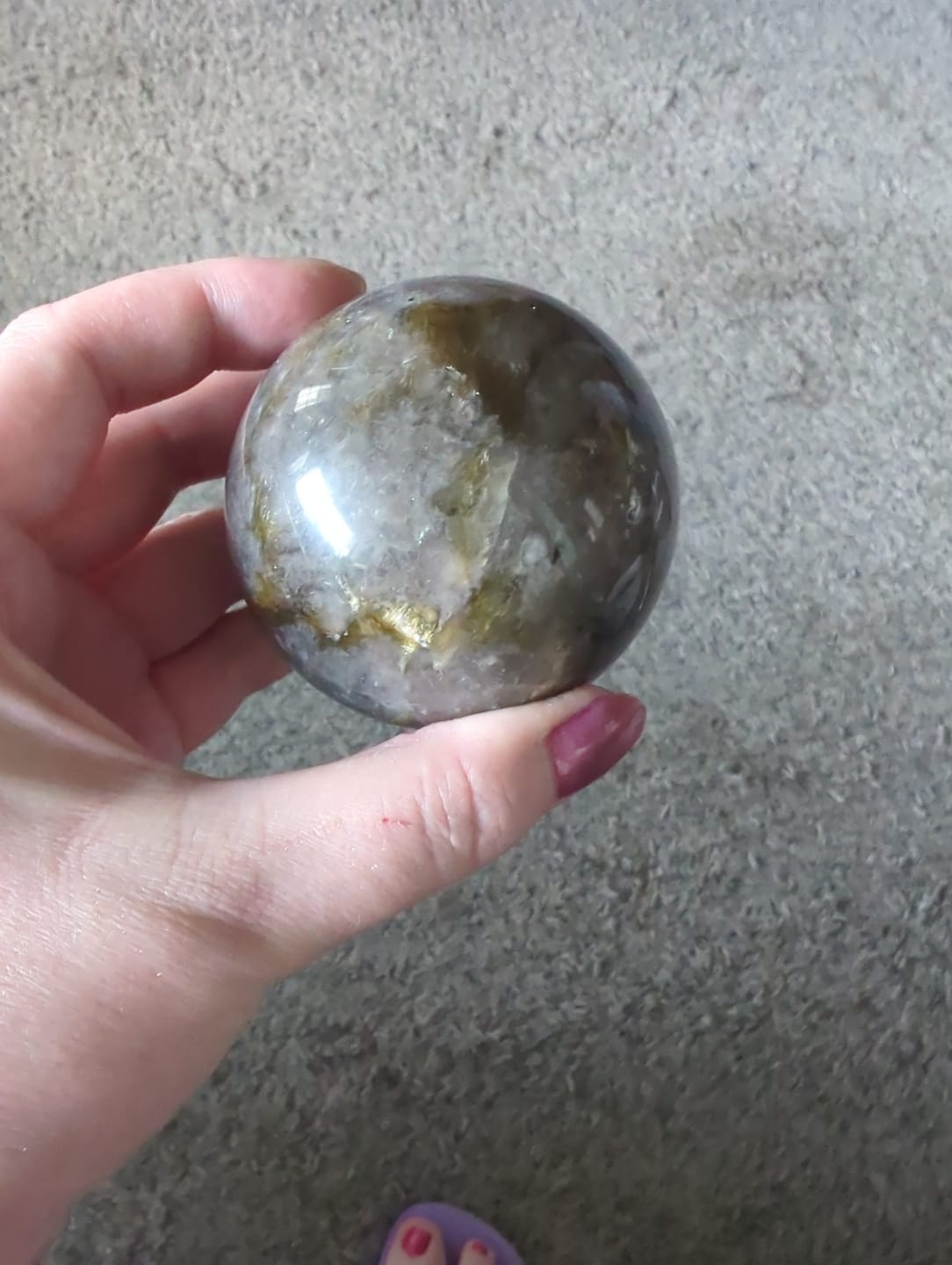 Customer photo review of Natural Crystal Smoky Quartz With Phlogopite Sphere