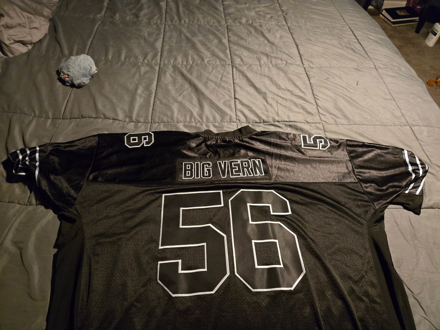 Customer photo review of Custom Black Grey Classic Style Mesh Authentic Football Jersey