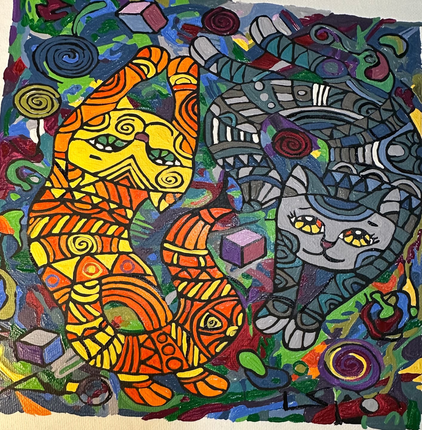 Customer photo review of Whimsical Spiral Cats (Paint by Numbers)