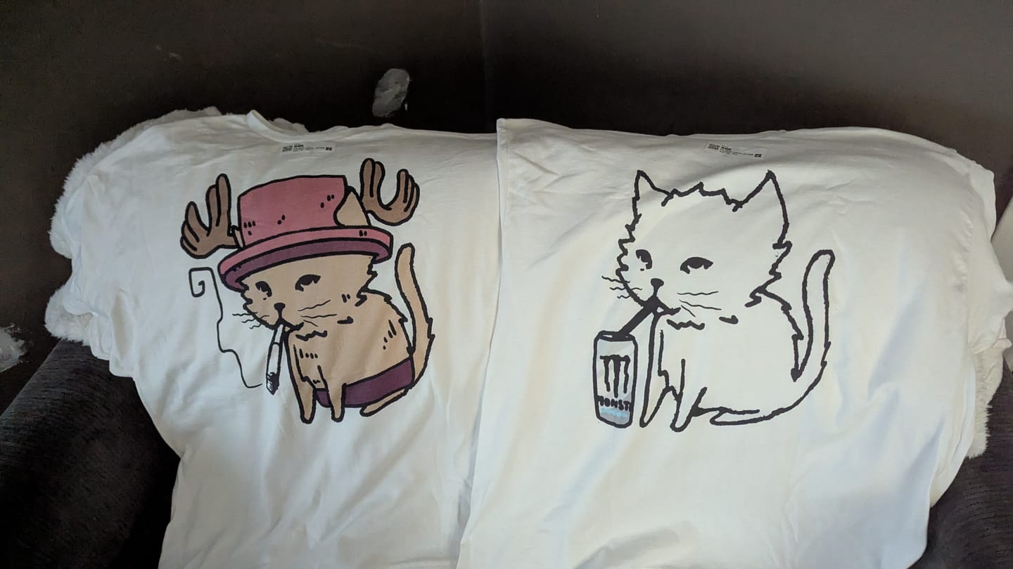 Customer photo review of MEOWBRO MYSTERY TEE