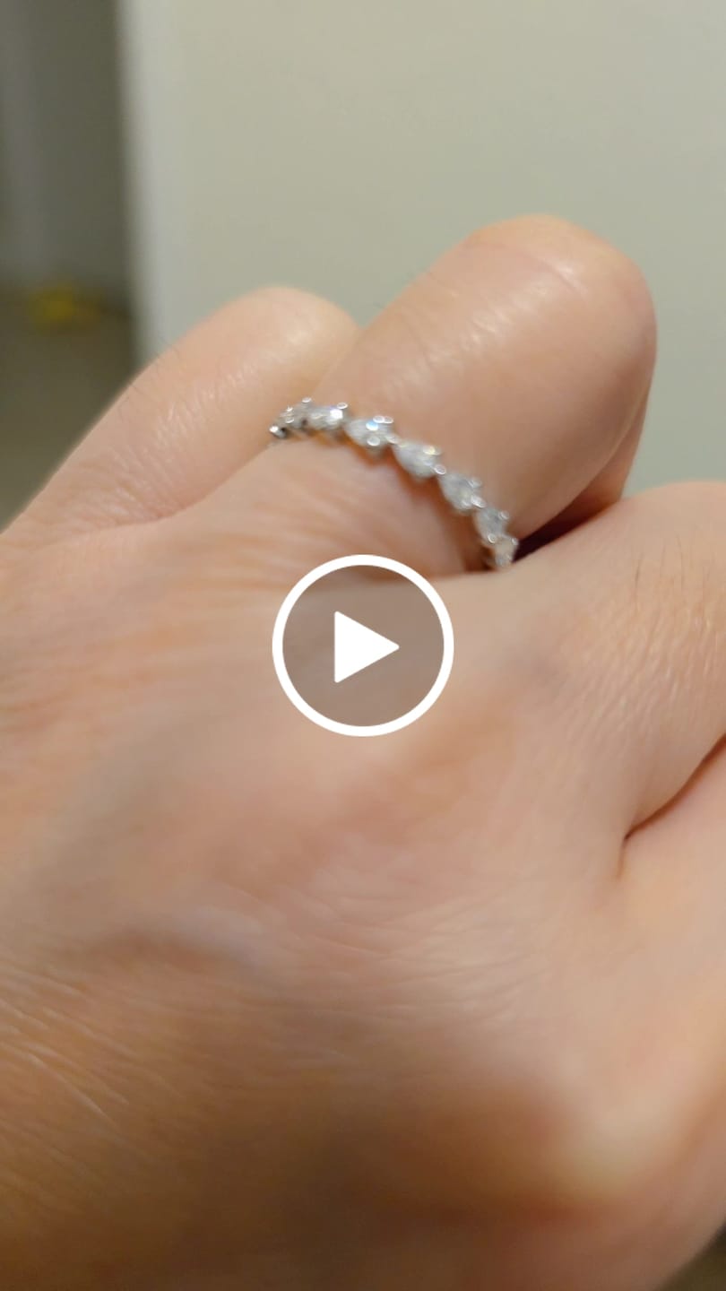 Customer video review of Louily Eternity Pear Cut Wedding Band In Sterling Silver