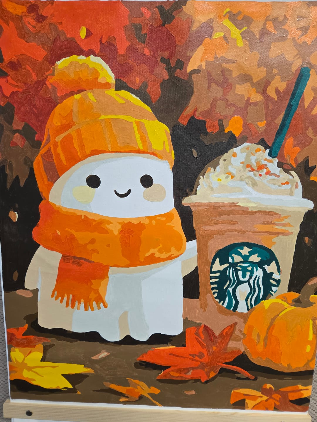 Customer photo review of Pumpkin spice ghost | Paint by Number