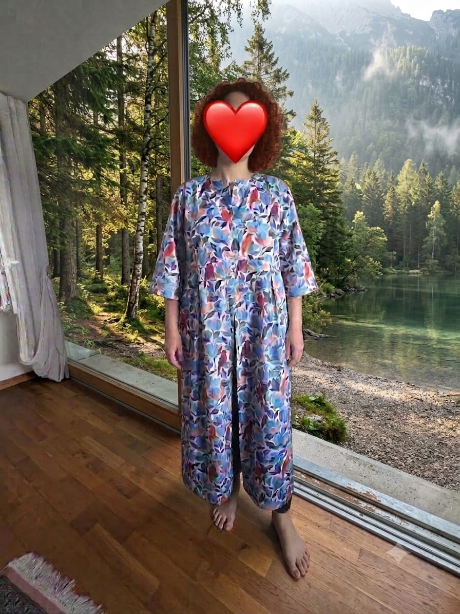 Customer photo review of Robe Diane - Coton Volière bleutée
