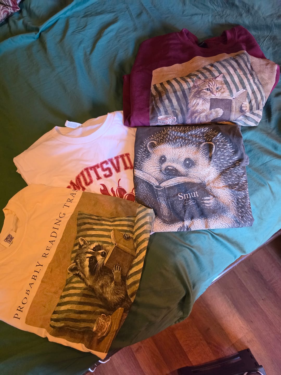 Customer photo review of Cat Reading Sweatshirt | Cozy Book Lover Cat Sweatshirt