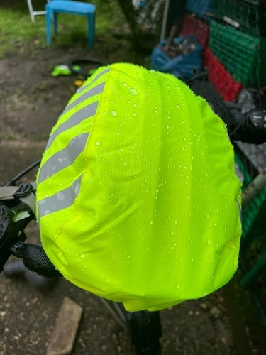 Customer photo review of Fahrradhelm Regenschutz - wasserdicht & reflektierend