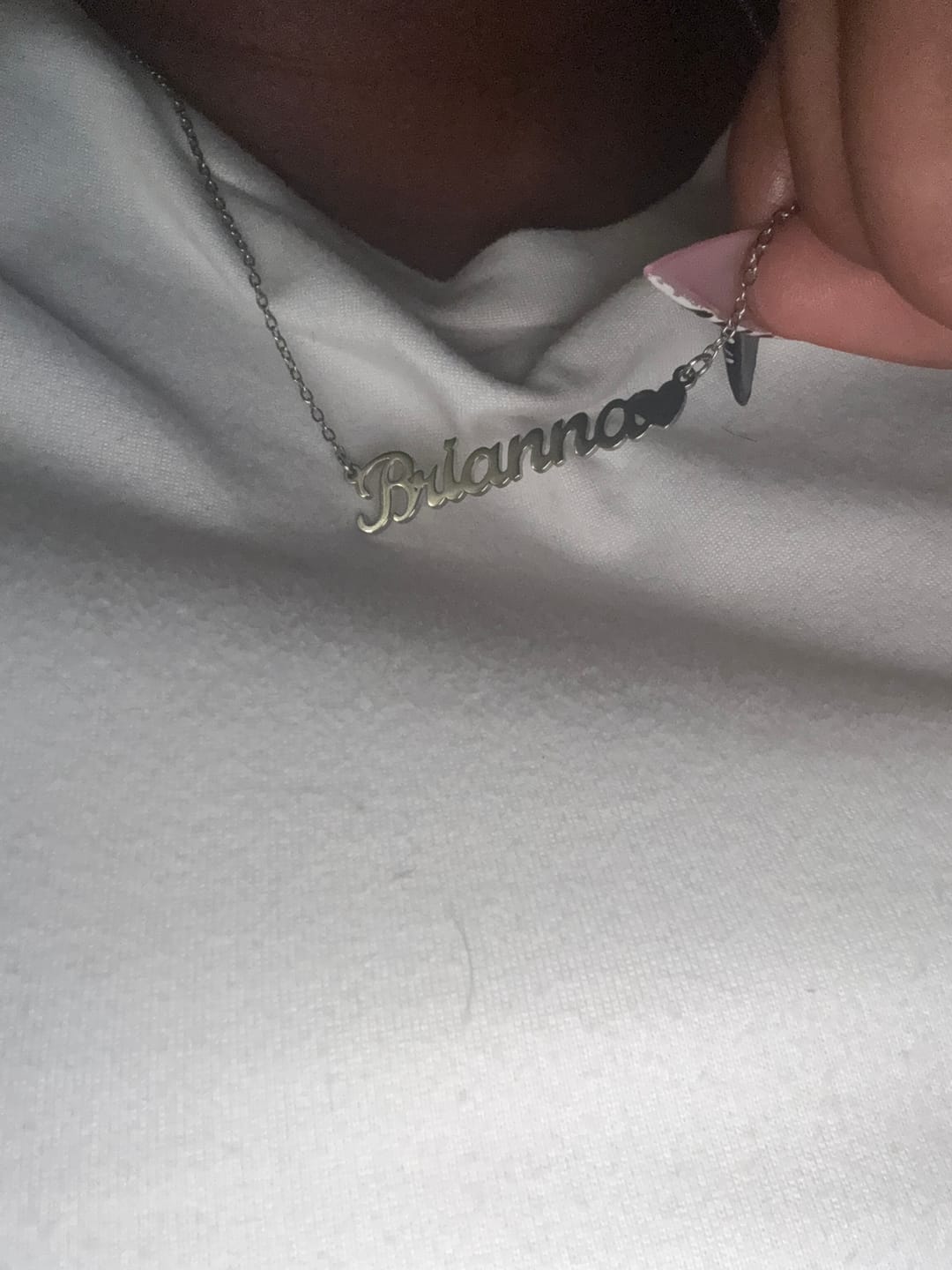Customer photo review of Name Heart Necklace