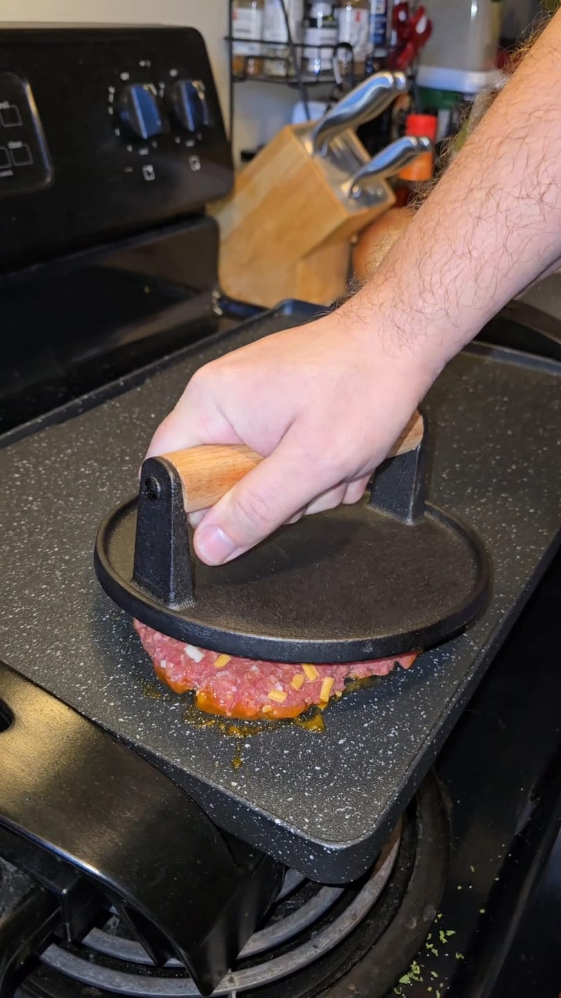 Customer photo review of Big Boy Mario: A Smash Brother Circular Burger Press