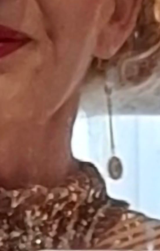 Customer photo review of Golden Shadow Bar Earrings