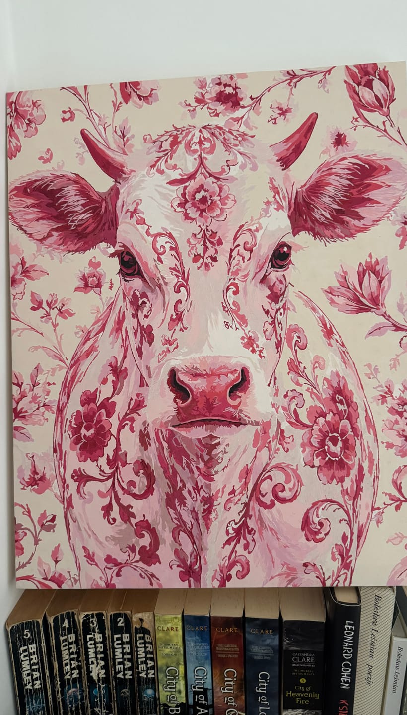 Customer photo review of Delft Pink Cow | Paint by Number