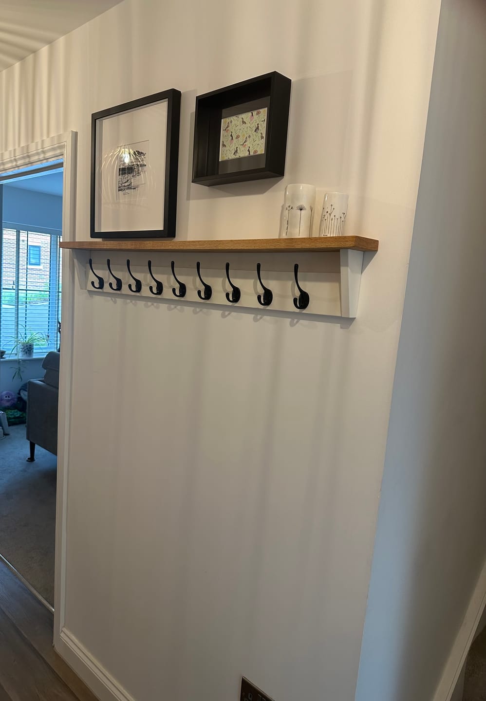 Customer photo review of White Coat Rack with Shelf