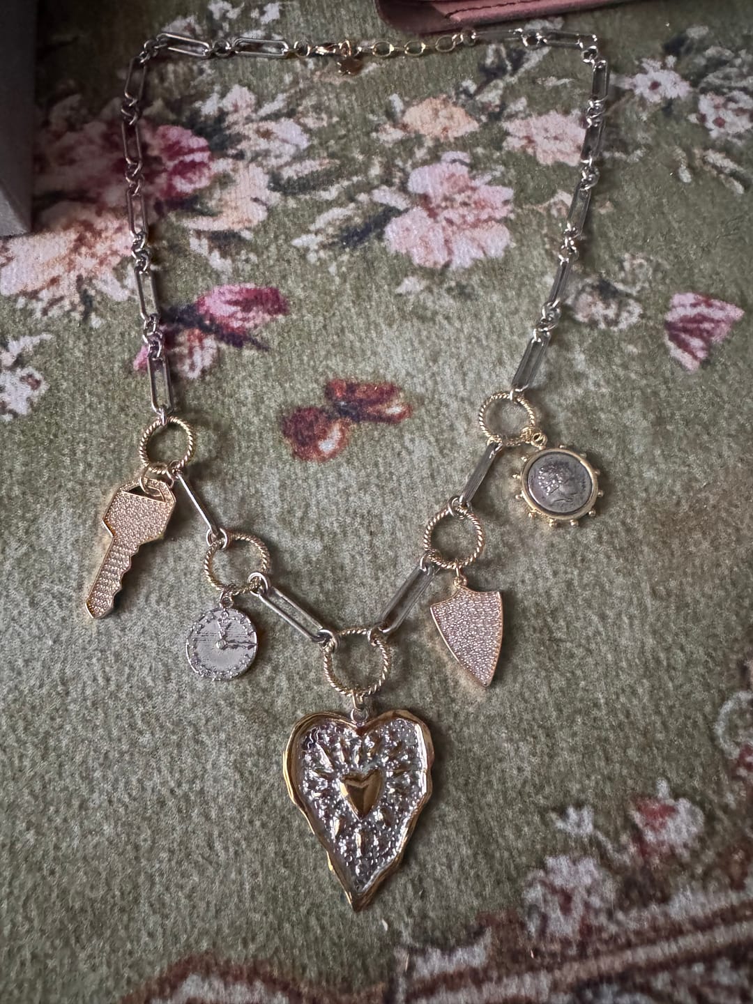Customer photo review of 2 Tone Silver Paperclip Necklace Bundle (4 Charms)