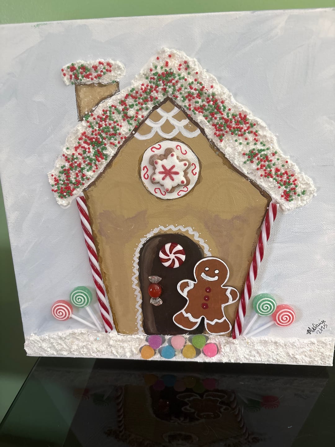 Customer photo review of Unfinished Wood Etched Gingerbread Man Shape | Paint By Line Crafts 3" / 1/8"