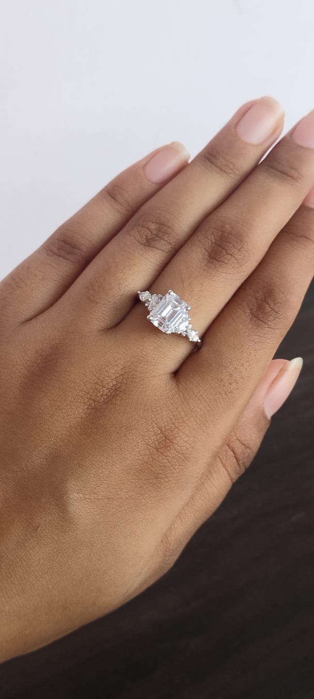 Customer photo review of 2Ct Ellis Silver Emerald Solitaire Ring