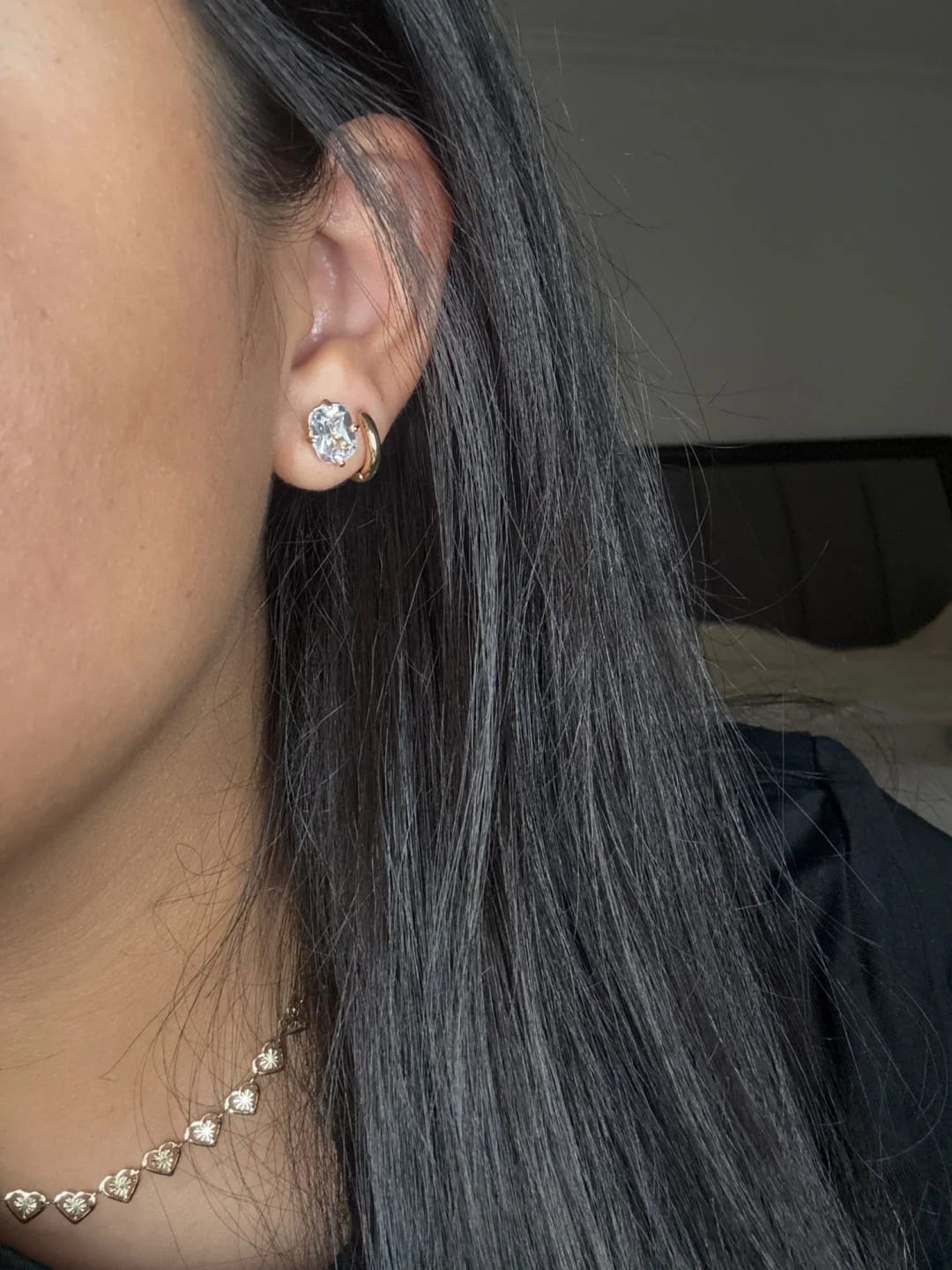 Customer photo review of Rose Elongated CZ Stud Earrings