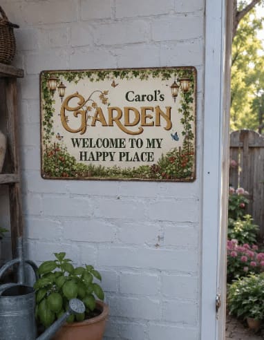 Customer photo review of The Happy Place - Personalized Horizontal Metal Sign