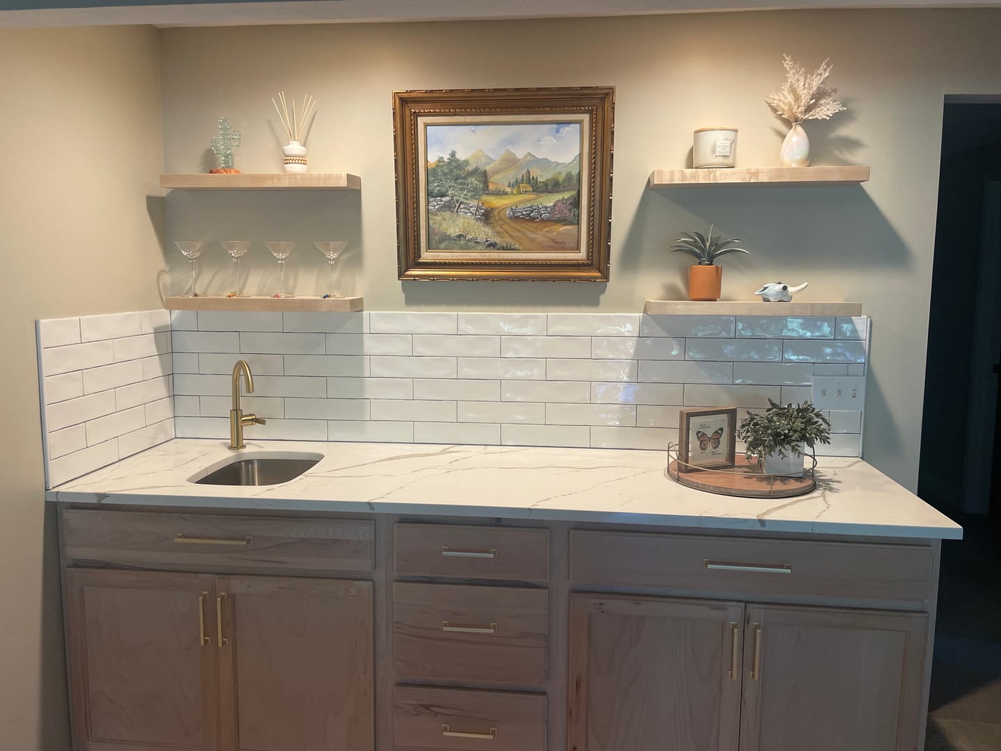 Customer photo review of Maple Floating Shelves