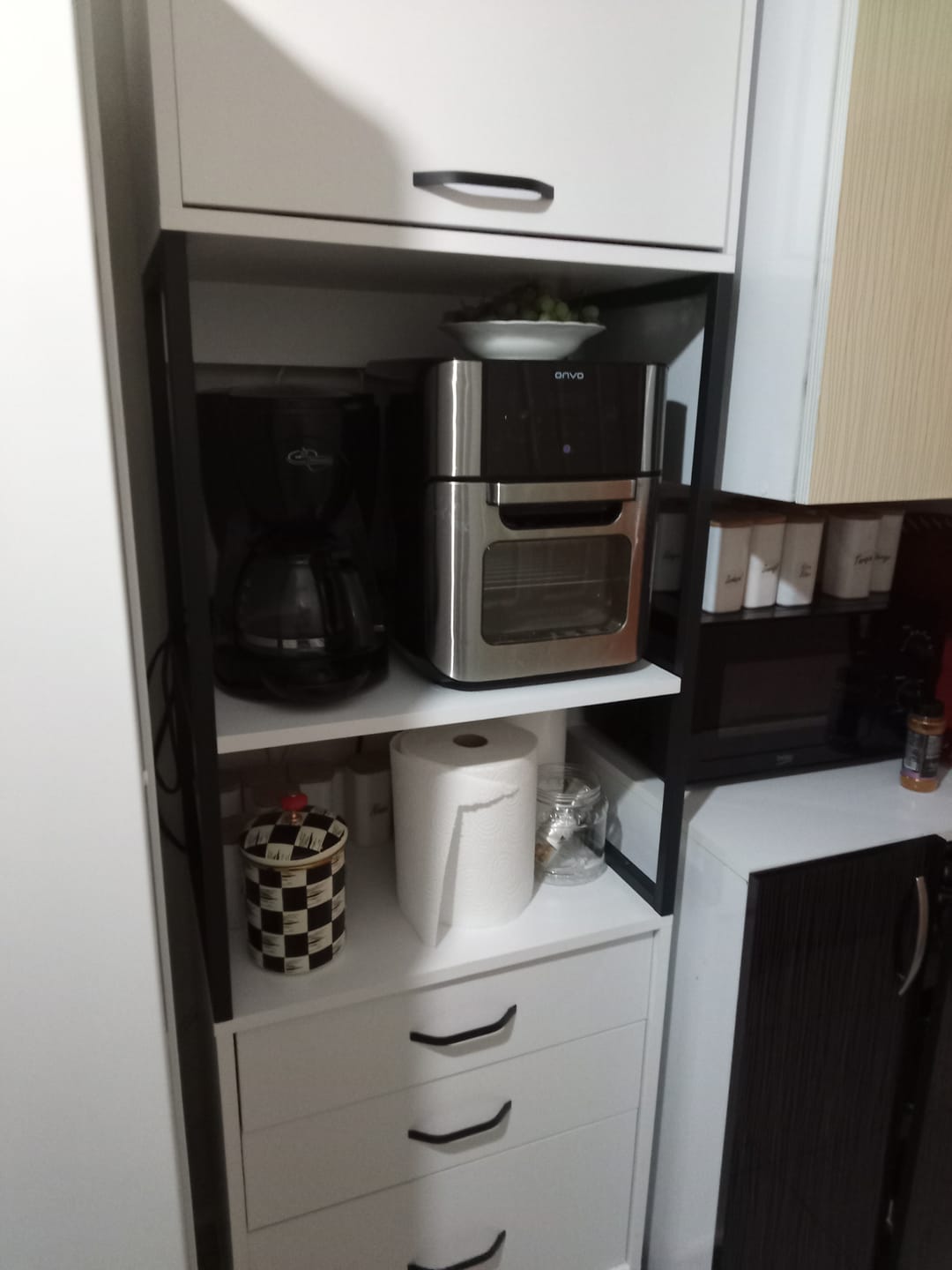 Customer photo review of Rani JE135 Çok Amaçlı Dolap 1 Kapaklı 3 Çekmeceli Kiler Mutfak Dolabı Beyaz