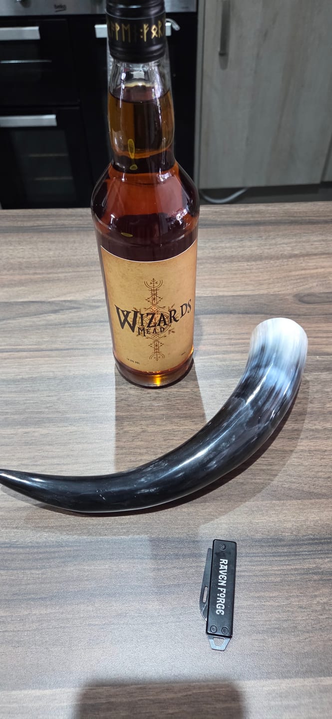Customer photo review of Raven Forge Wizard Mead - With FREE Horn