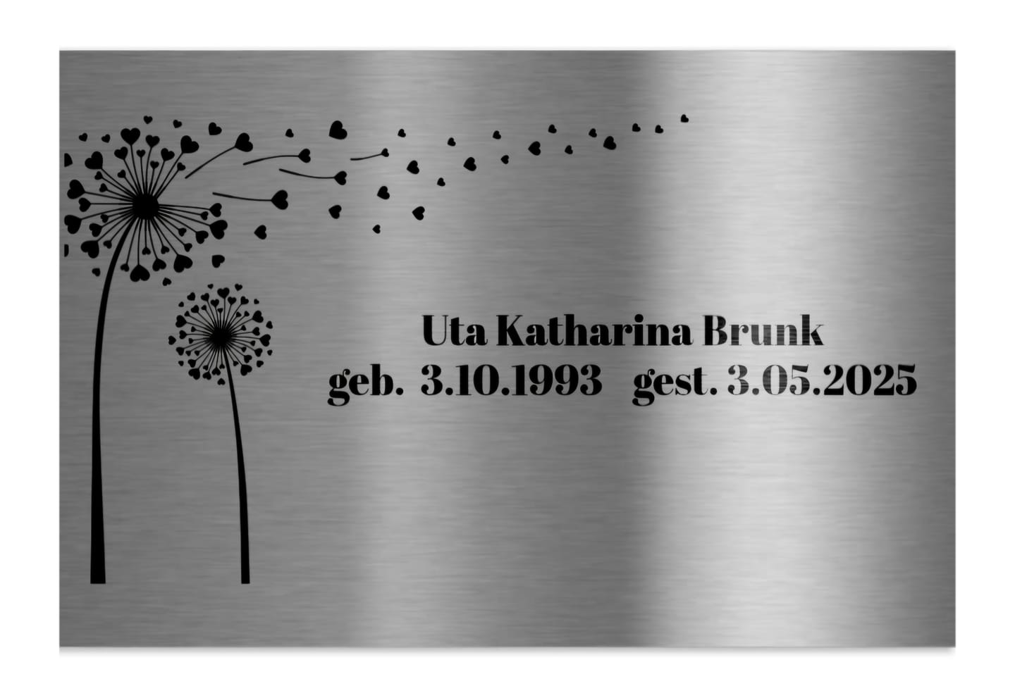 Customer photo review of V2A Edelstahlschild in verschiedenen Größen, individuell personalisierbar.