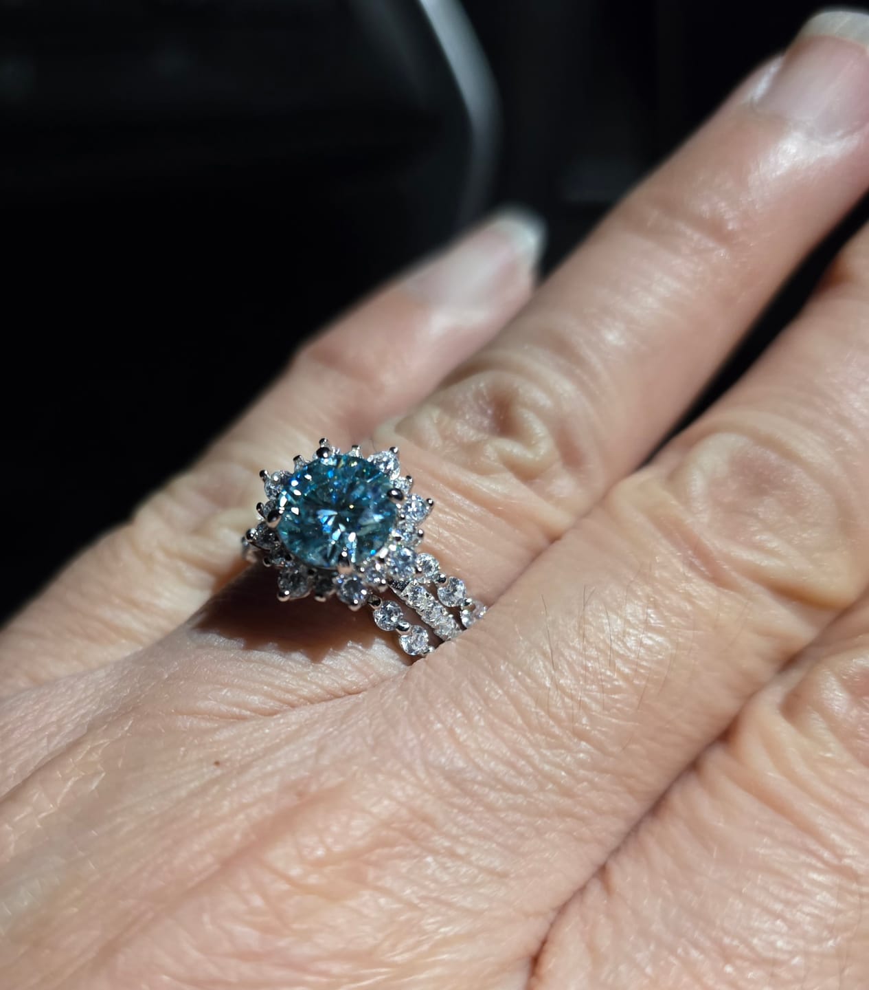 Customer photo review of S925 Classic 0.77Ct Insert Wedding Band Engagement Ring Enhancer