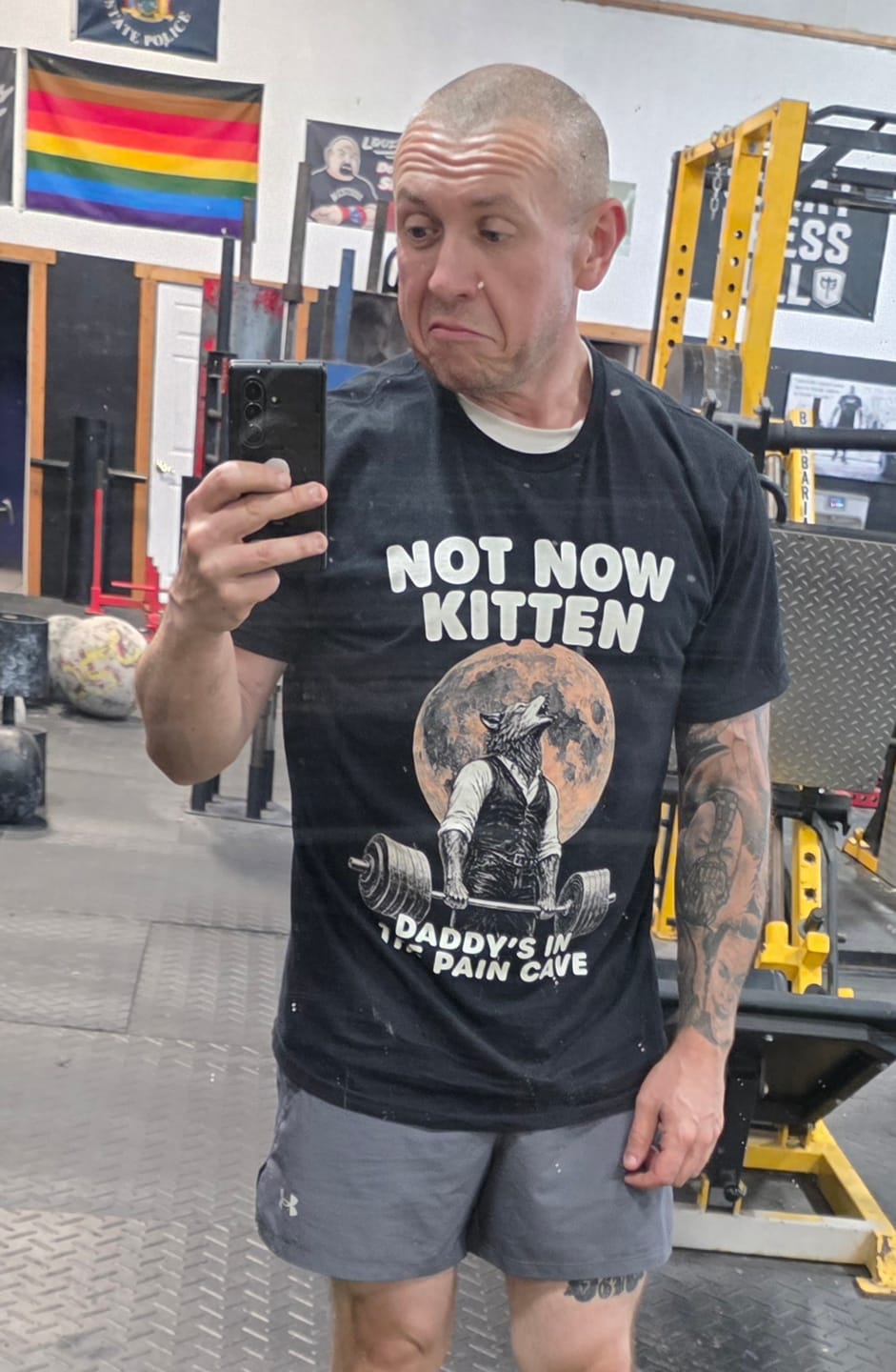 Customer photo review of Not Now Kitten T-Shirt