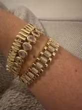 Customer photo review of Dahlia 14K Gold Plated Paperclip & Watch Strap Bracelet