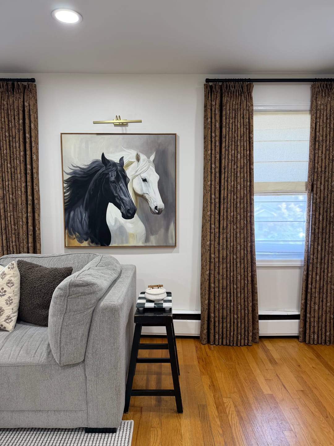 Customer photo review of Quiet Companions - Black and White Horse Canvas Art