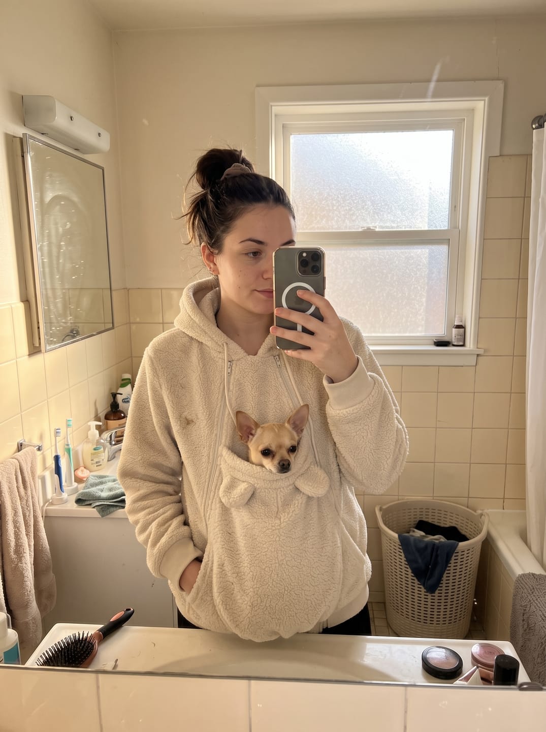 Customer photo review of Sudadera Canguro para mascotas