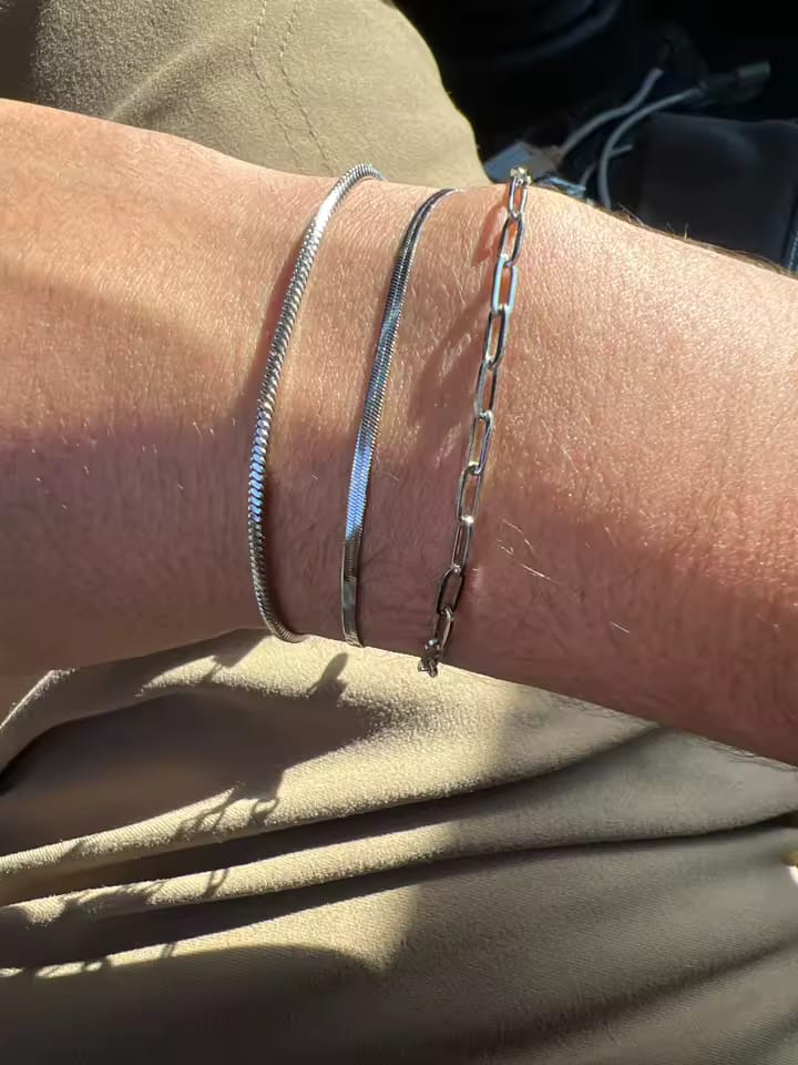 Customer photo review of Nexus Stainless Steel Cuban and Rope Chain Bracelet Set