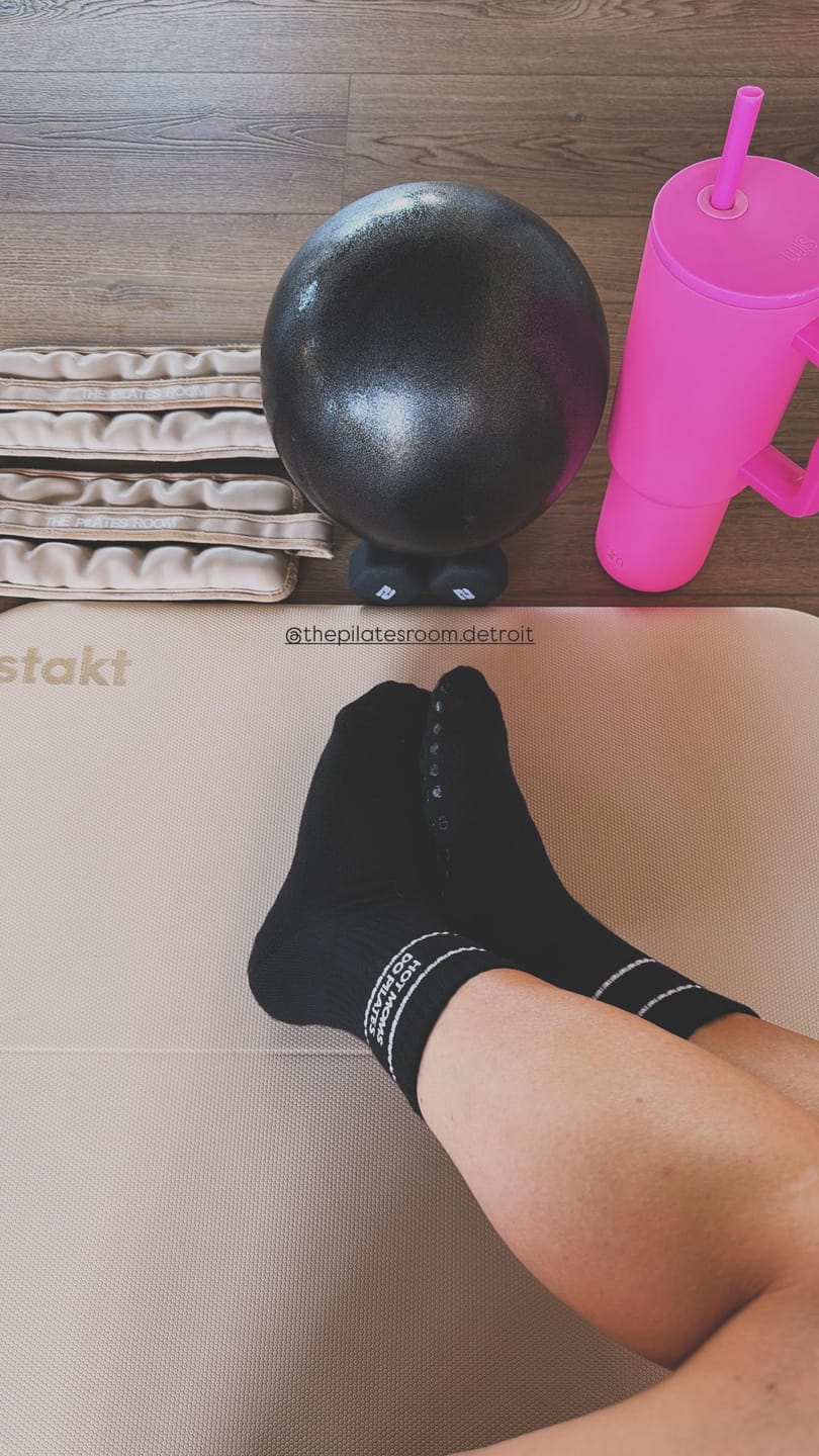 Customer photo review of Hot Moms Do PILATES Socks