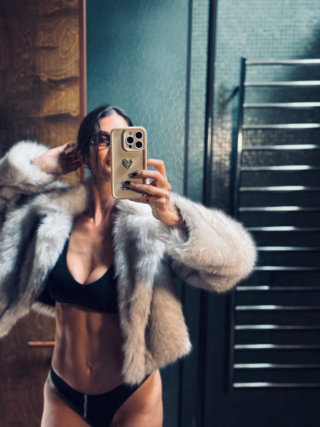 Customer photo review of Darcy Cropped Faux fur Jacket