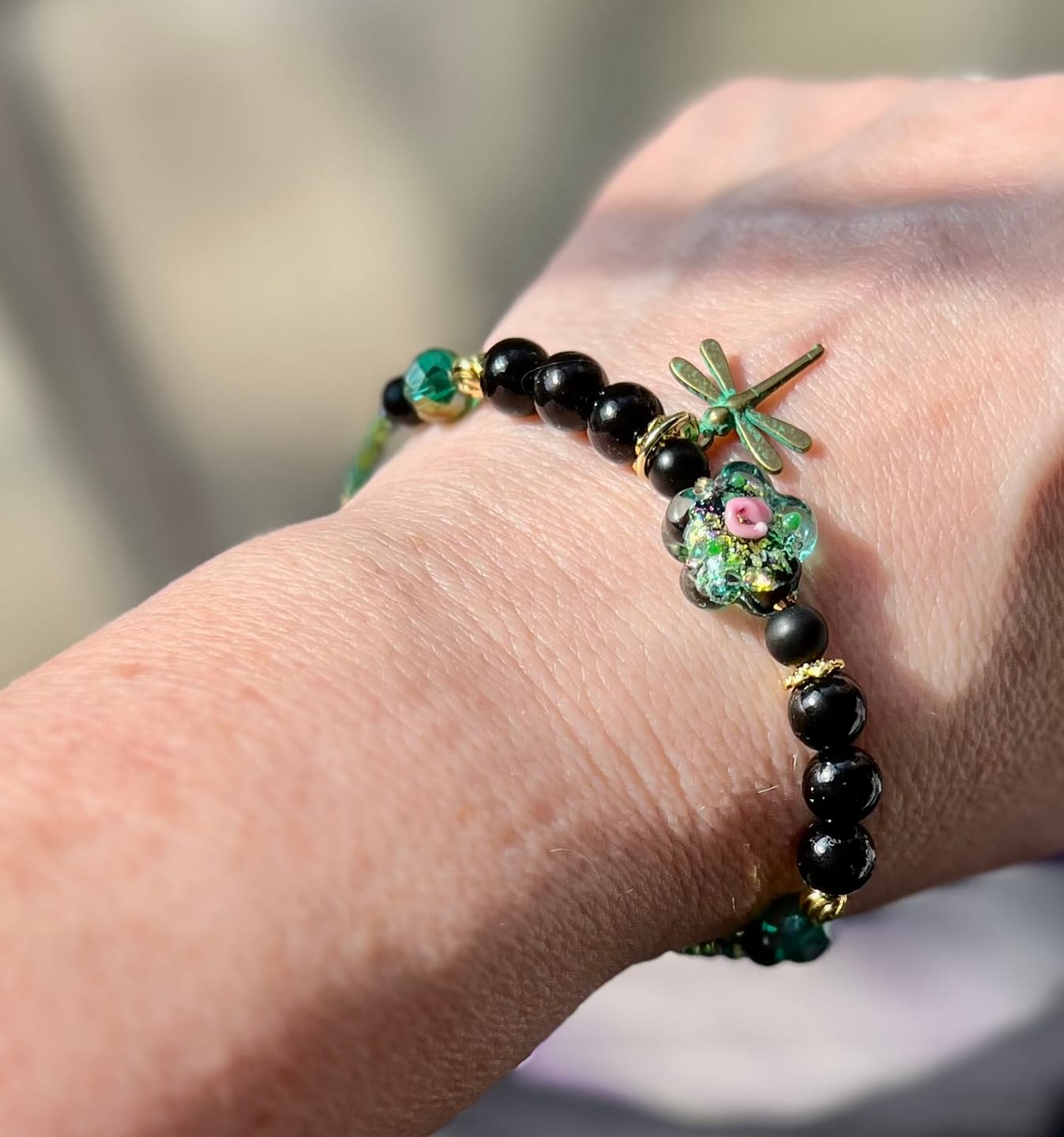 Customer photo review of Lampwork Bead Strand Duo in Midnight In The Garden