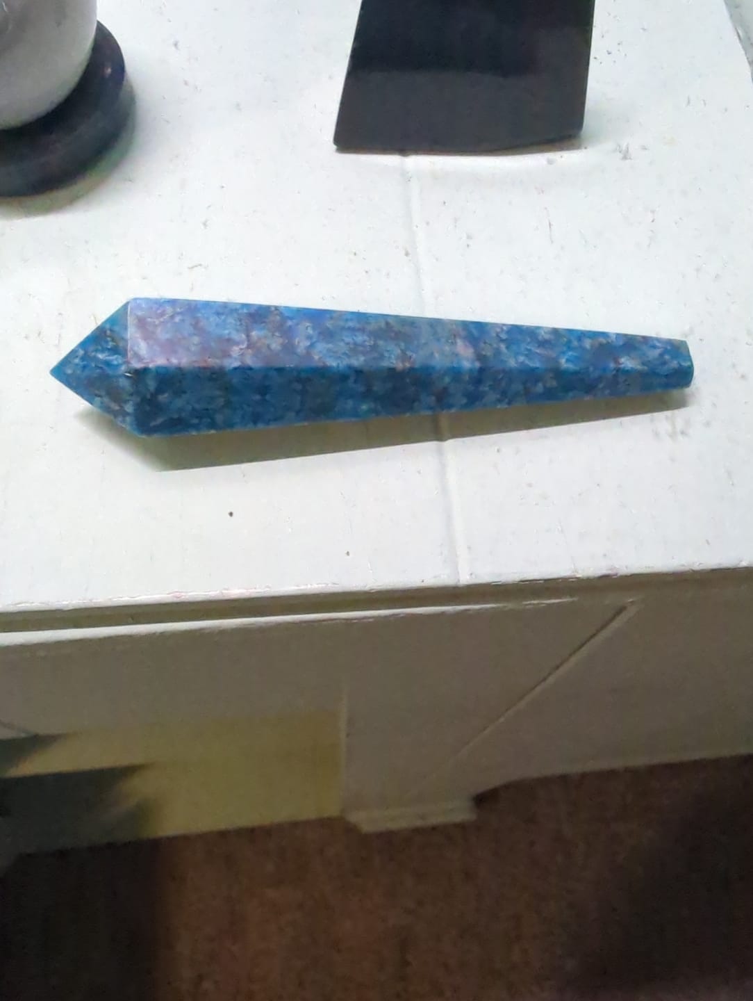Customer photo review of Natural Crystal Blue Apatite Wand