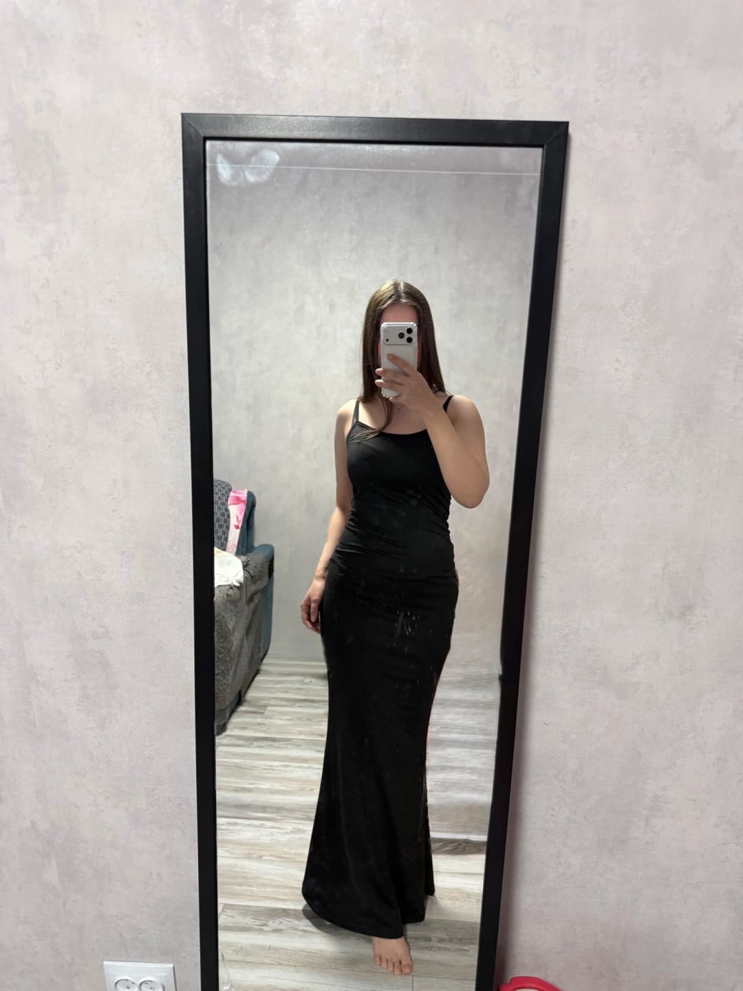 Customer photo review of Robe Anaïs – Robe longue moulante à fines bretelles