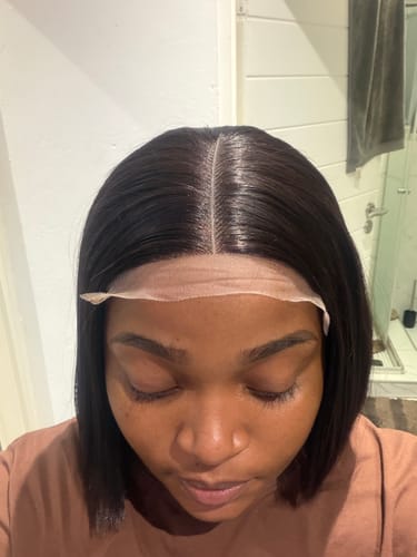 Customer photo review of DONOR Vietnamese SDD Bone Straight Glueless 5X5 10" Wig