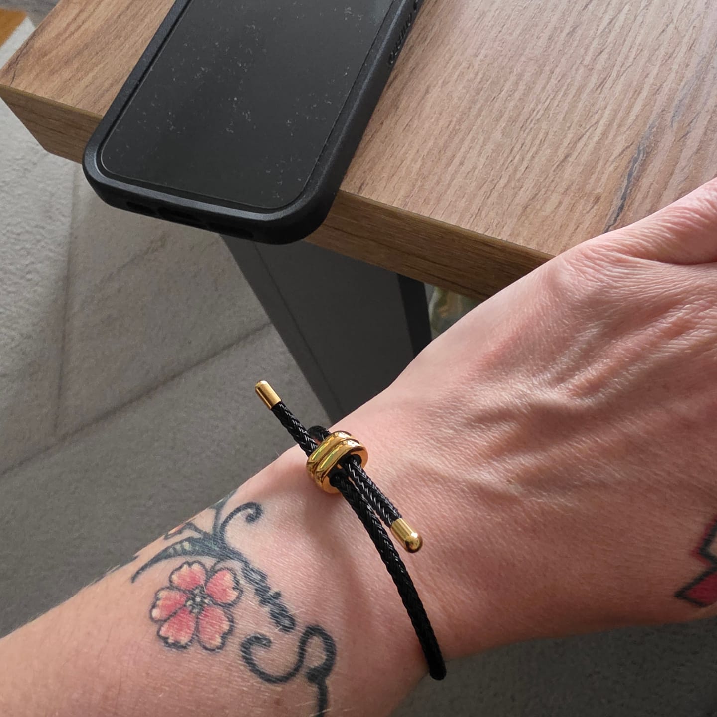 Customer photo review of Aztec Hoop Earring - Gold