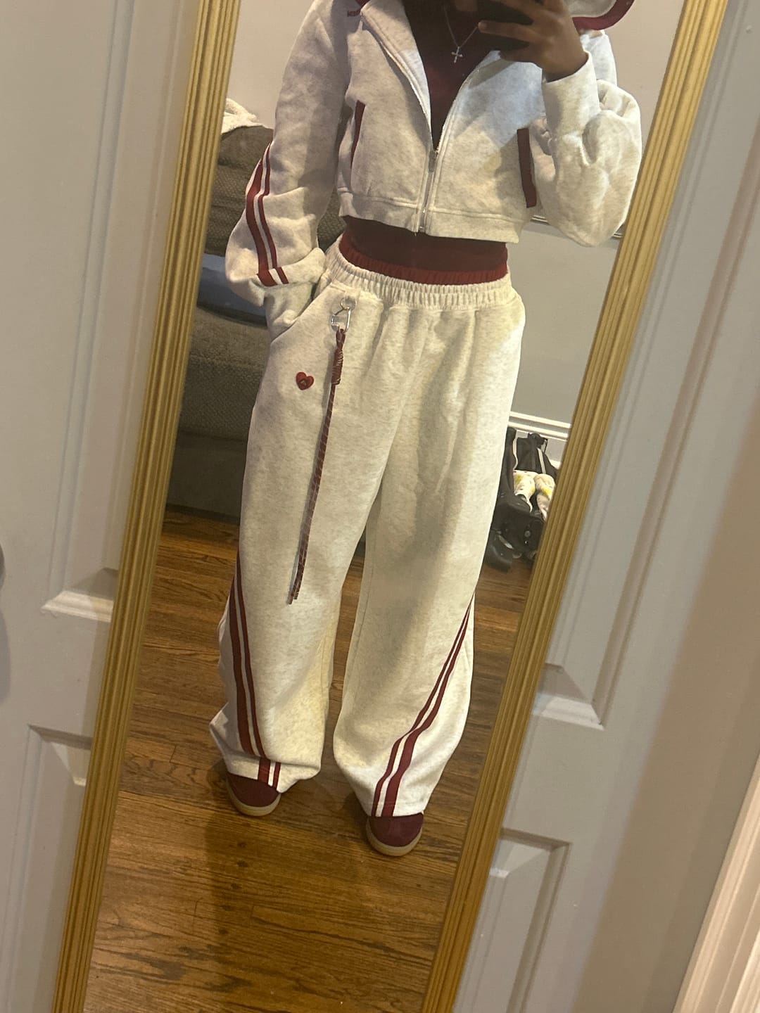Customer photo review of Aelfric Eden Cropped Contrast Stripe Zip Up Hoodie