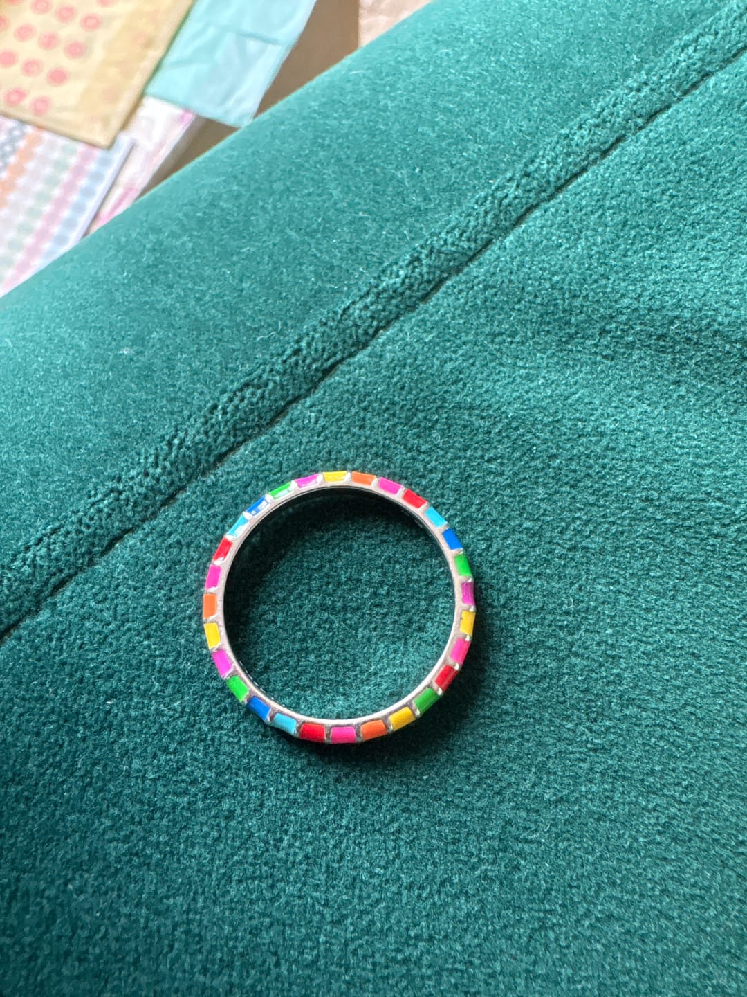 Customer photo review of Multicolour Thin Ring | Enamel Sterling Silver