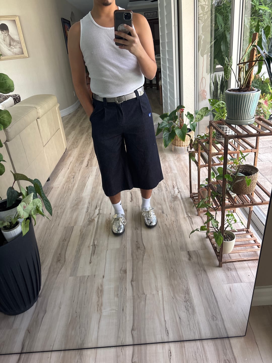 Customer photo review of Aelfric Eden Belted Raw Longline Jorts