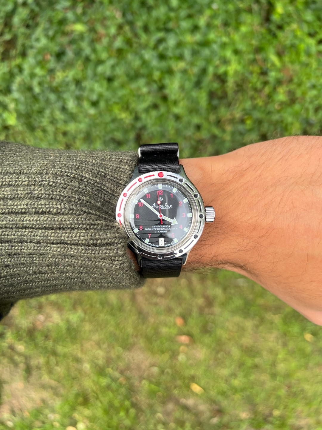 Customer photo review of Black Premium Nylon Watch Strap