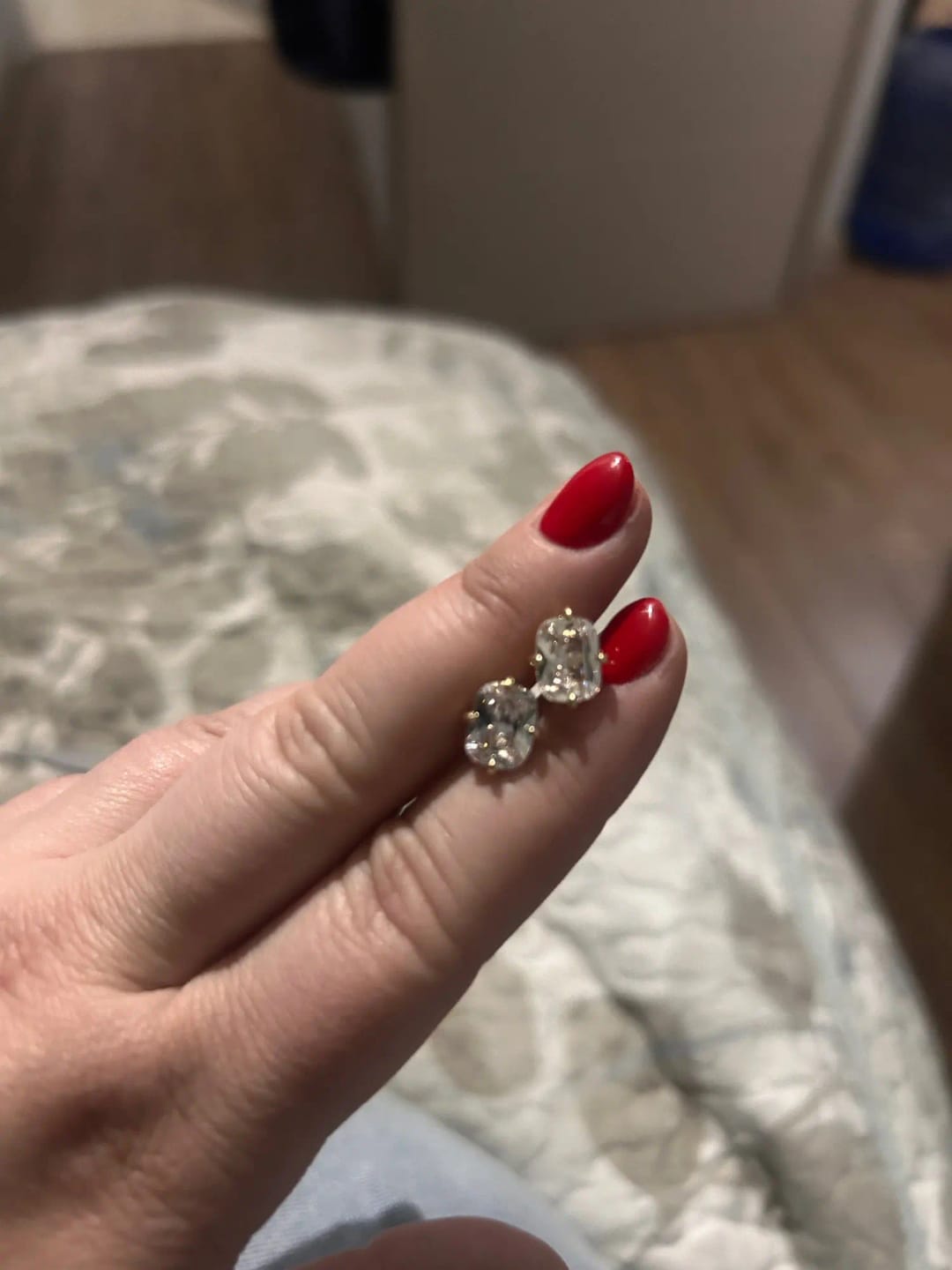 Customer photo review of Rose Elongated CZ Stud Earrings