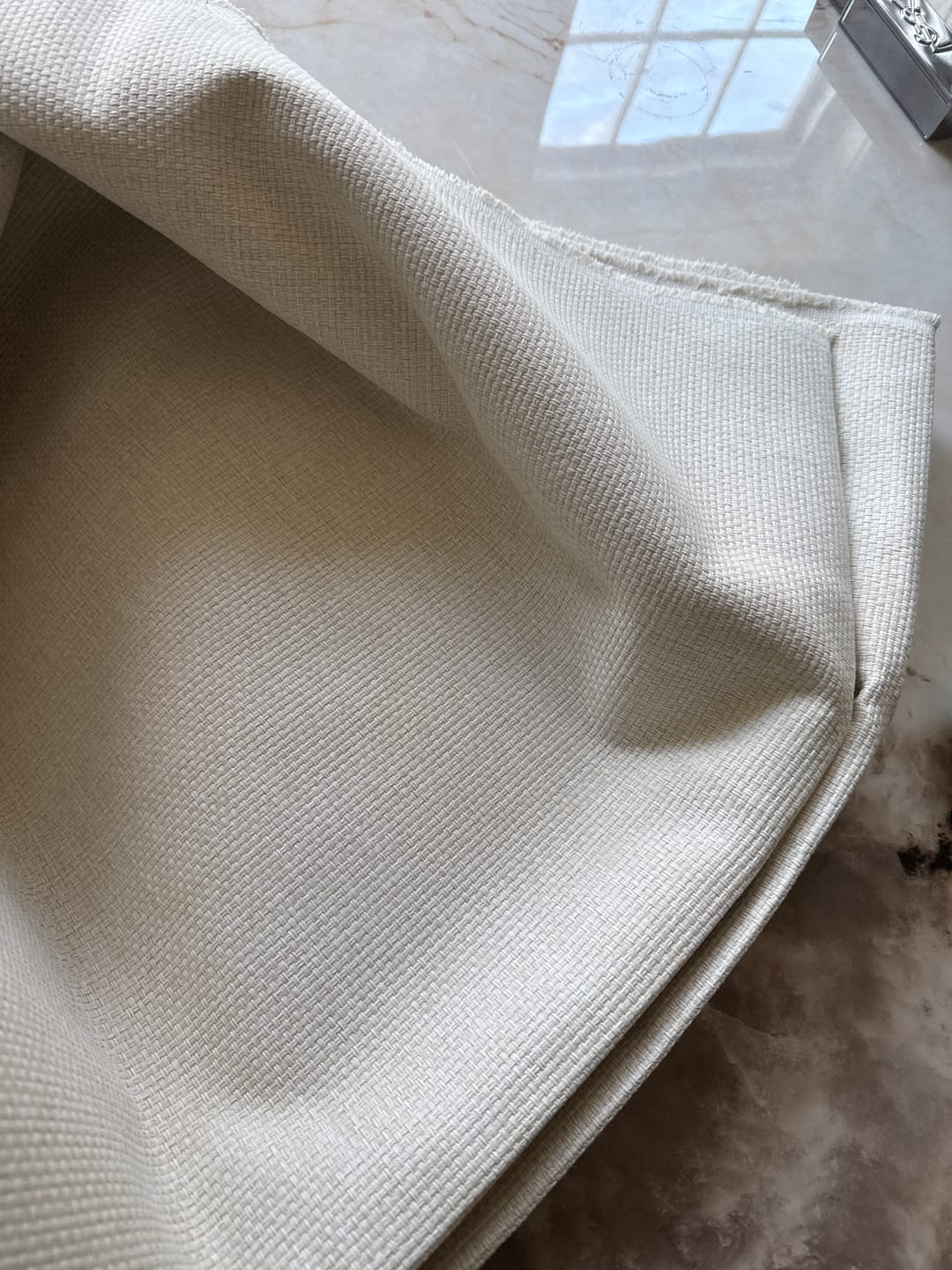 Customer photo review of Basket Weave Outdoor Upholstery Fabric