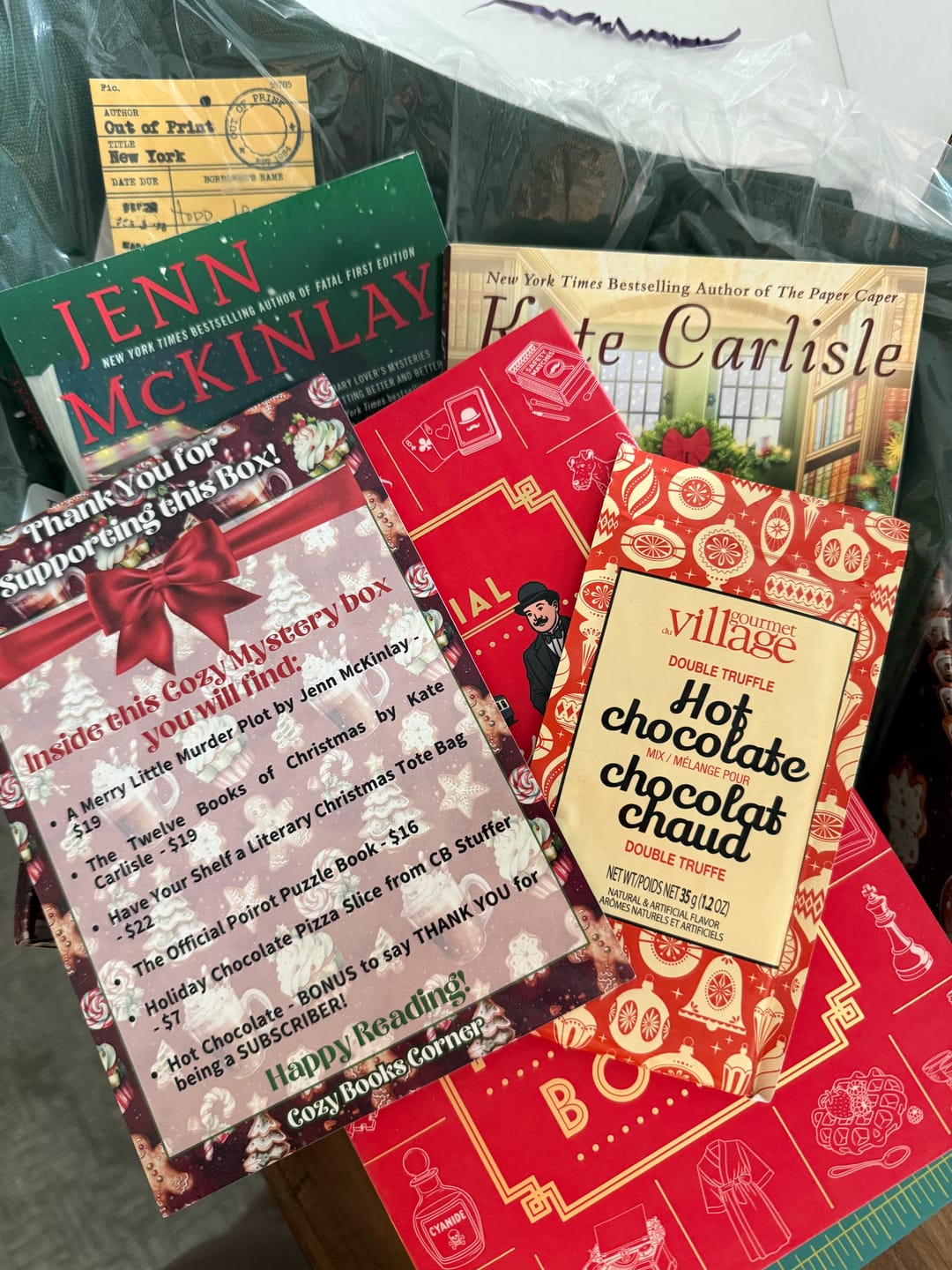 Customer photo review of Christmas in July One-Time Cozy Mystery Book Box