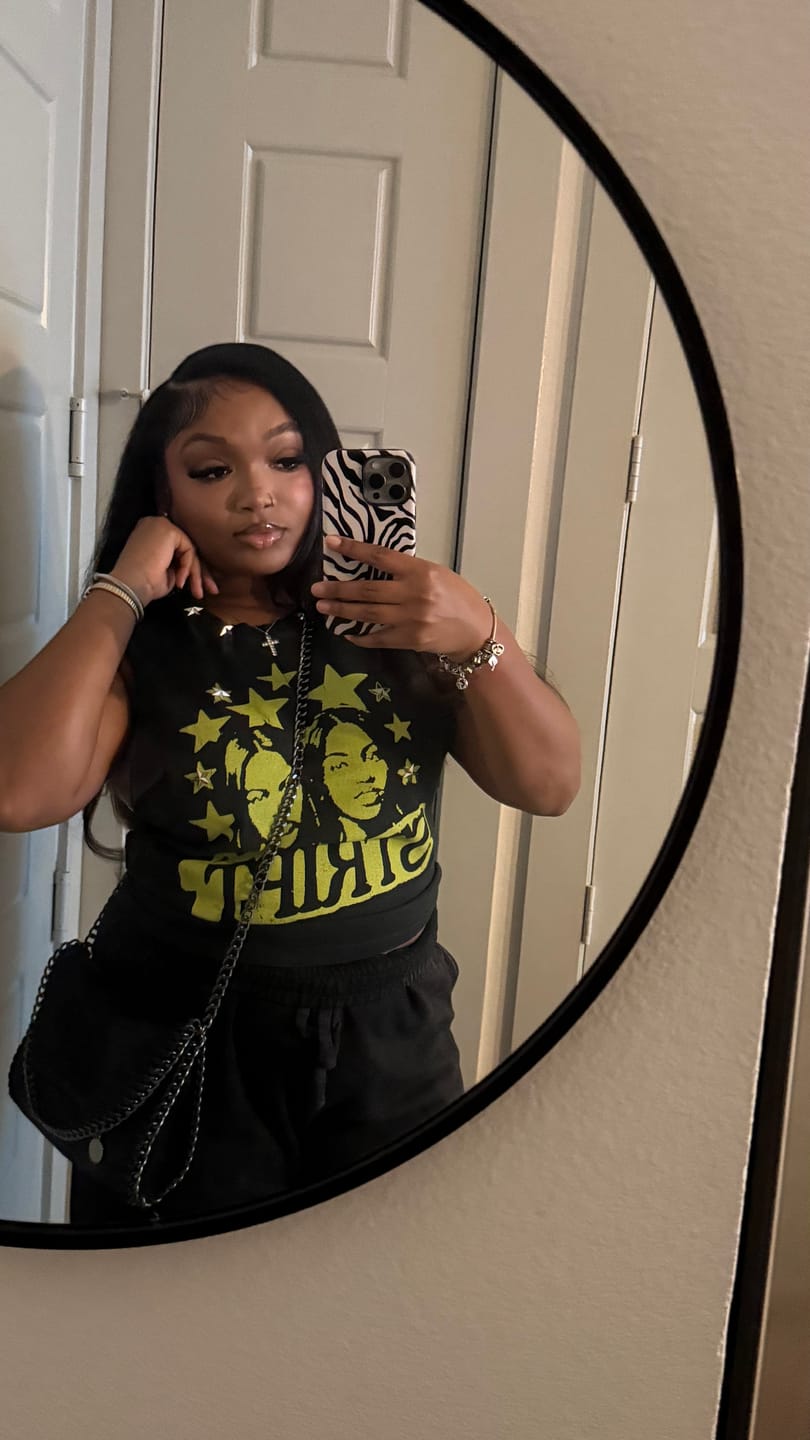 Customer photo review of GLAMOUR GIRLZ CUT-OFF TEE