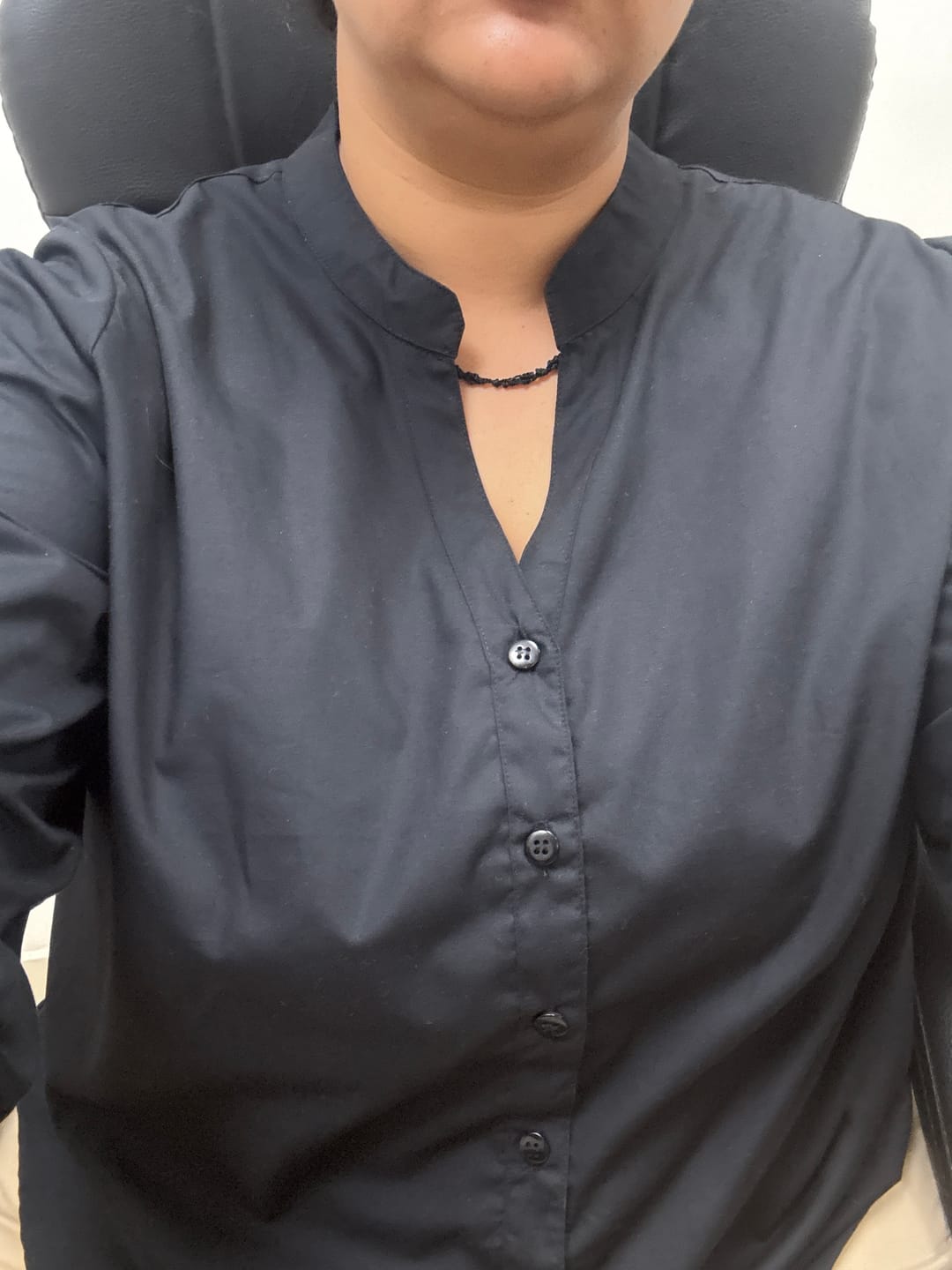 Customer photo review of Women Black Better Cotton Mandarin Collar Shirt