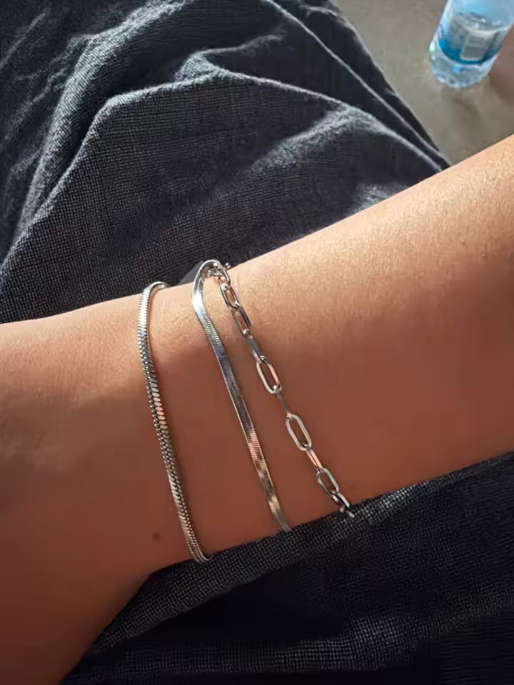 Customer photo review of Nexus Stainless Steel Cuban and Rope Chain Bracelet Set