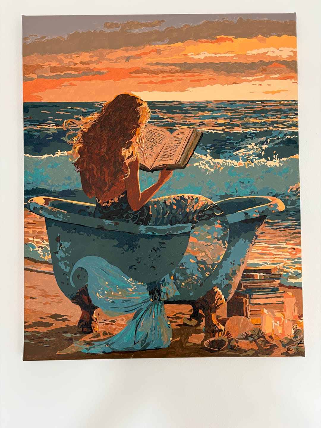 Customer photo review of The Reading Mermaid | Paint by Number