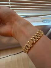 Customer photo review of Dahlia 14K Gold Plated Paperclip & Watch Strap Bracelet