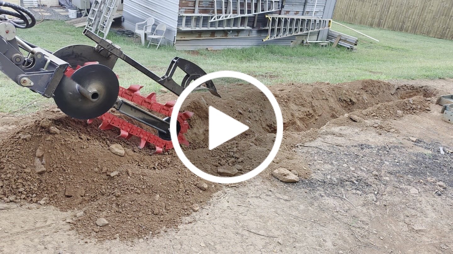 Customer video review of MMS Skid Steer Hydraulic Excavator Trencher,26-Tine Trencher