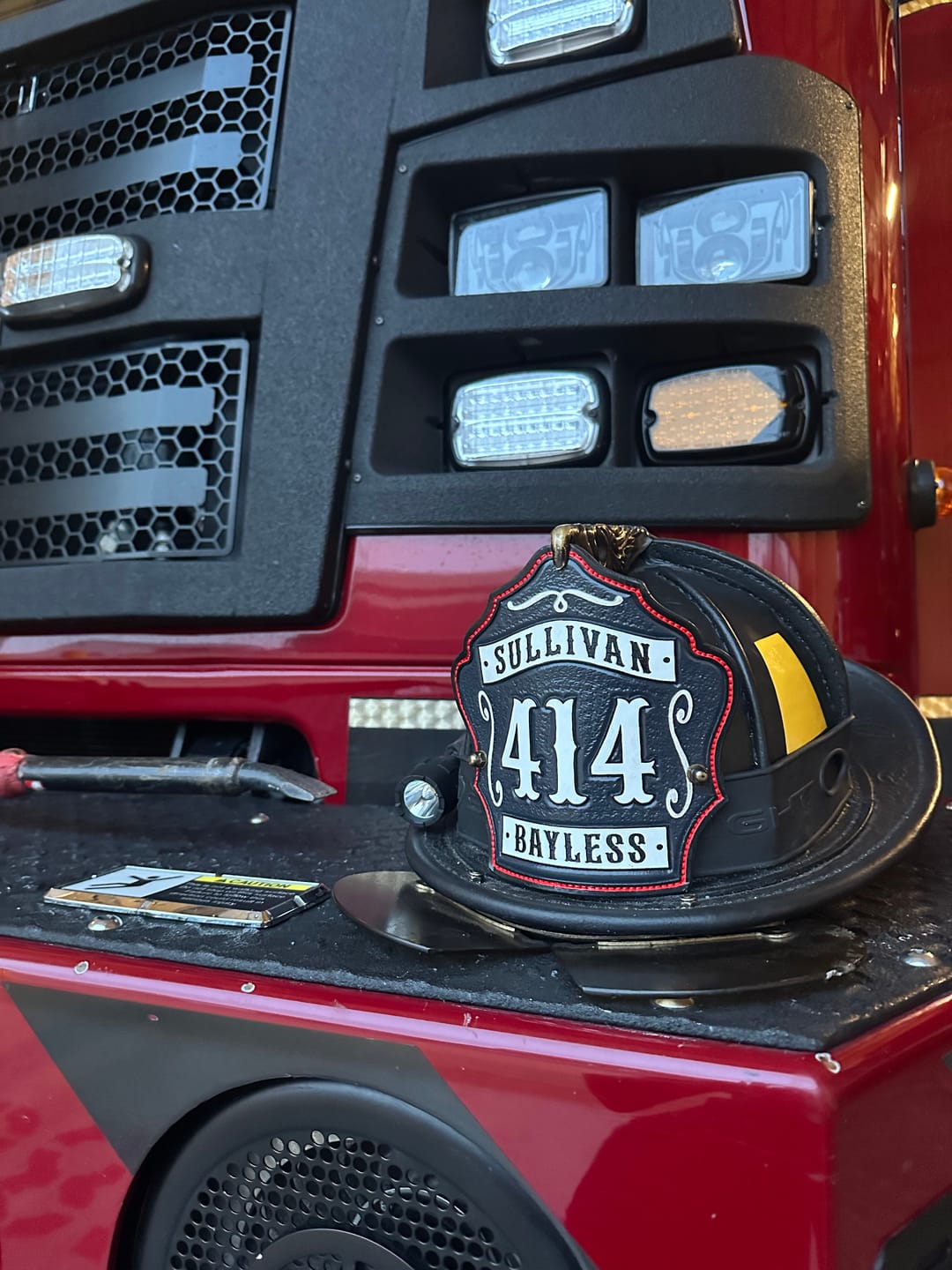 Customer photo review of 1st Due Leather Firefighter Helmet Shield